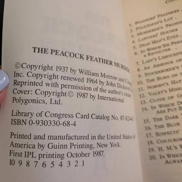 Vintage 1987 Mystery John Dickson Carr - The Peacock Feather Murders - Picture 5 of 5